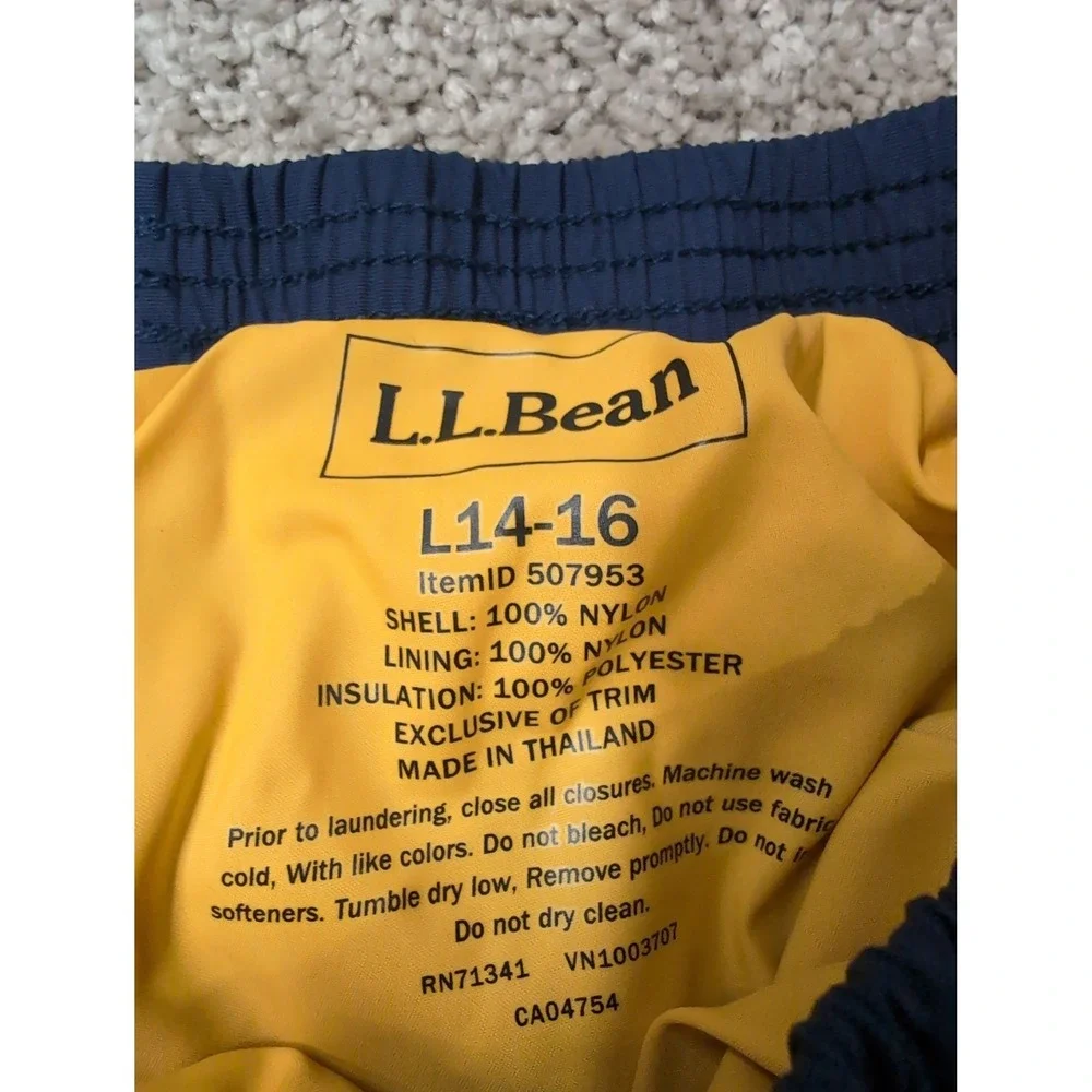 LLBean Kids Youth Ski Snow‎ Pants Insulated Waterproof Size L14-16 Navy Blue